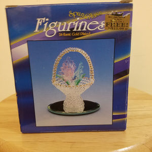 Spun Glass Figurine Flowers NEW
